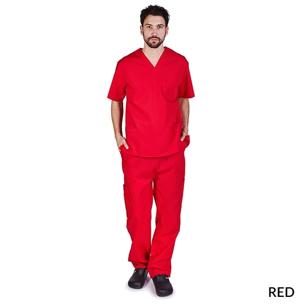 M&M SCRUBS Solid Men Scrub Set, Men Medical Uniforms 201 (RED
