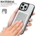 thumbnail image 6 of Dteck Magnetic Wallet Case for iPhone 15 Pro, RFID Blocking Carbon Fiber Texture Cover TPU Bumper Detachable Card Slot Kickstand Lightweight PU Leather Shockproof Protective Case, White, 6 of 11