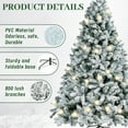 thumbnail image 3 of Syvvy Prelit Snow Flocked Christmas Tree, 6ft, Foldable Stand, 800 Full Snow Branch Tips, 3 of 9