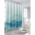 thumbnail image 3 of Abstract Ombre Blue Ocean Wave Shower Curtain, Sky Moon Modern Waterproof Shower Curtain Set with 12 Hooks Lightweight Washable Fabric Shower Curtains for Bathroom 36x72 Inches, 3 of 6