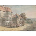 thumbnail image 2 of Thomas Rowlandson 24x18 Black Ornate Framed Double Matted Museum Art Print Titled: Coaches Outside an Inn (ca. 1780-1825), 2 of 5