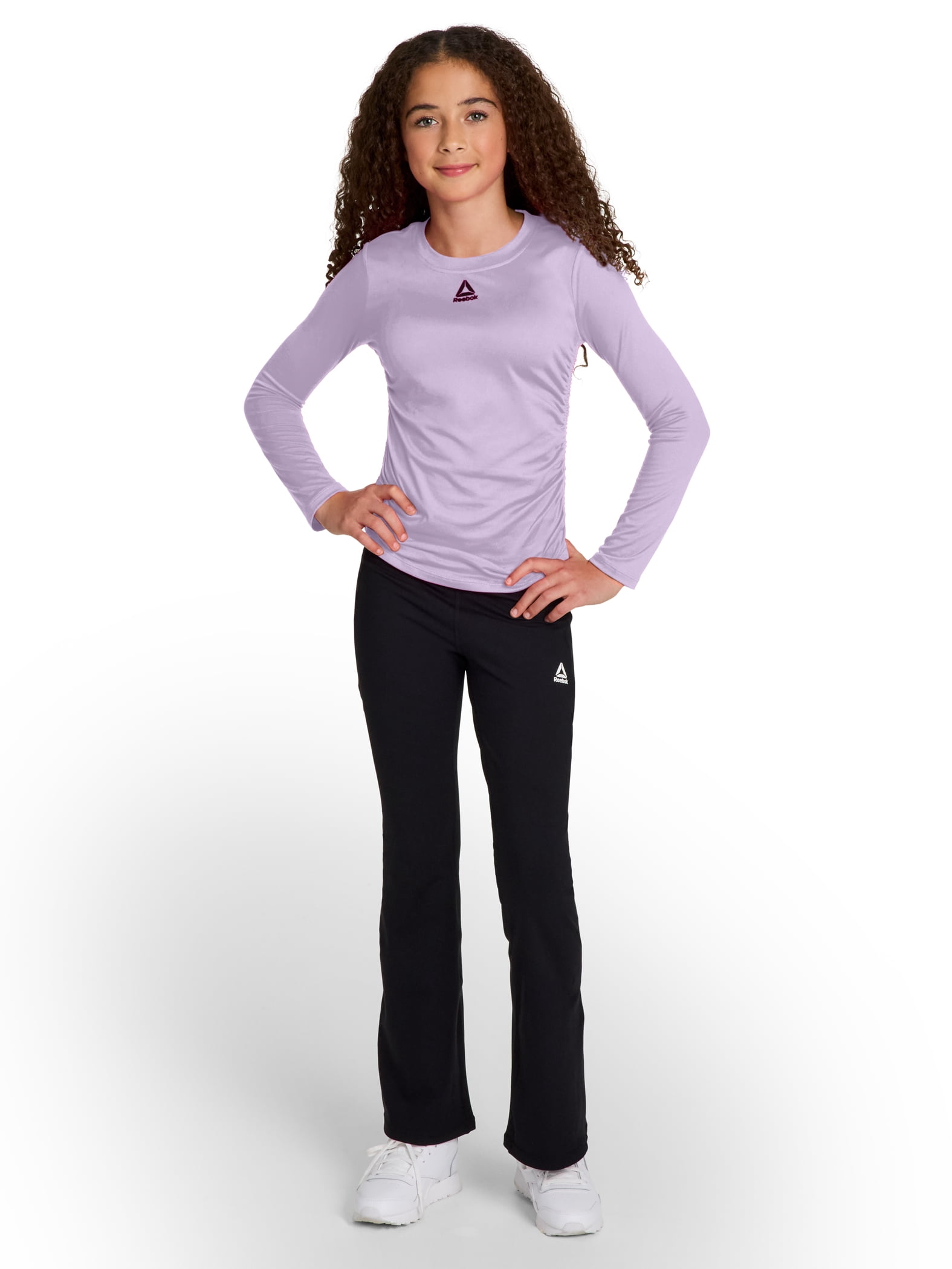 Reebok Girl's Legacy Performance Long Sleeve Side Ruched Top, Sizes 4-18
