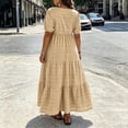 thumbnail image 6 of DYTTDG Plus Size Women's Tiered Maxi Dress | Square Neck Puff Short Sleeve Empire Waist Flowy Summer Dress, Casual Midi to Maxi Length Dress, 6 of 8