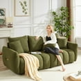 thumbnail image 3 of 82" Teddy Cloud Sofa Couch,  Comfy Deep Seat Modern Lounge Chair with 3 Back Pillows and 3 back Cushions,Upholstered 3-Seater Oversized Couch, Oversized Loveseat for Living Room Office, Green, 3 of 9