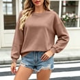 thumbnail image 5 of Womens Sweatshirts No Hood Oversized Crewneck Pullover Long Sleeve Tops | Fall Sweatshirts For Women 2026 Crew Neck Hoodie Pullover Fleece Plain Comfy Cozy Casual Travel Clothes,XL, 5 of 8