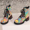 thumbnail image 4 of NECHOLOGY Botas Mujer Adulto Femenino Zapatos Botines mujer Botines de mujer Moda de otoño e invierno Color desteñido Cómodo con cordones Tacón cuadrado Tacón grueso (A, 7), 4 of 7