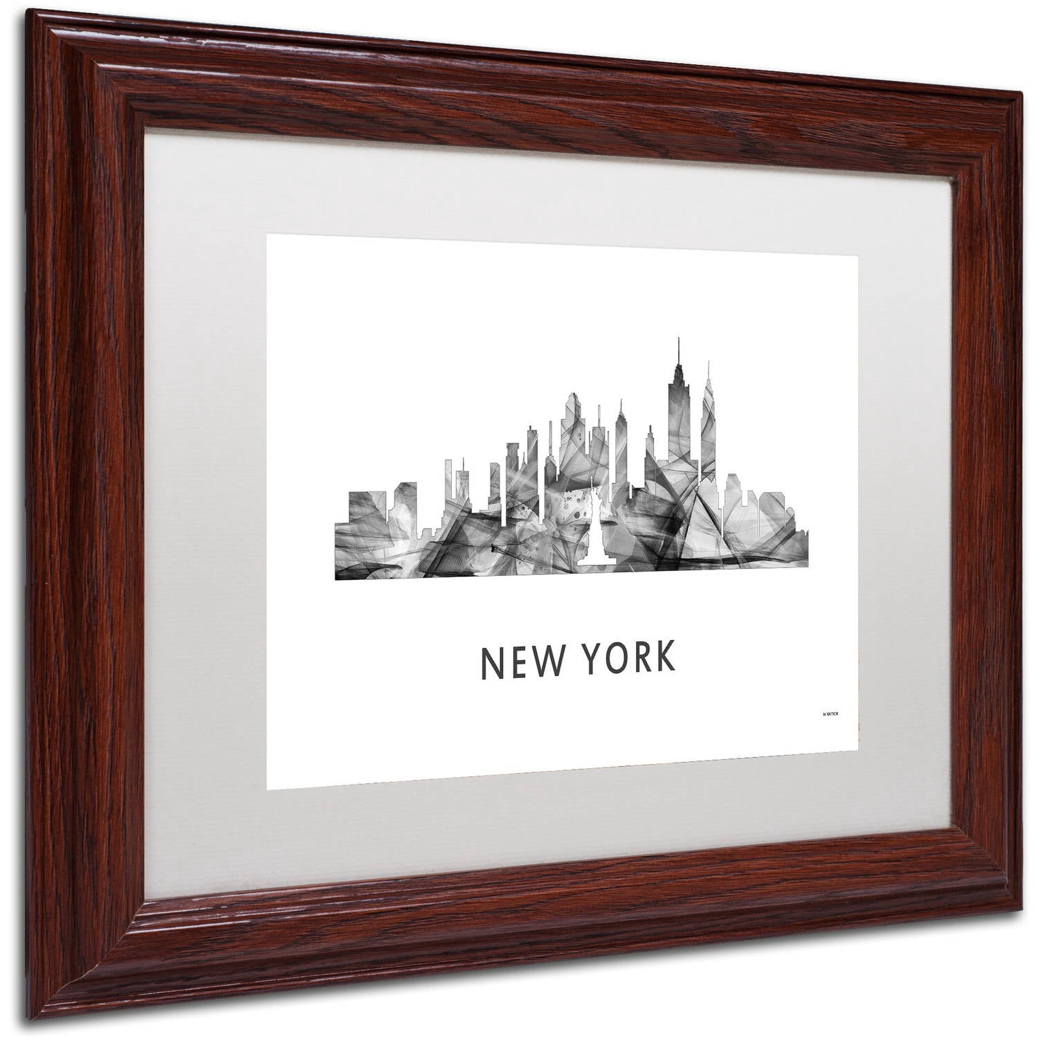 Trademark Fine Art 'New York New York Skyline WB-BW' Canvas Art by Marlene Watson, White Matte, Wood Frame