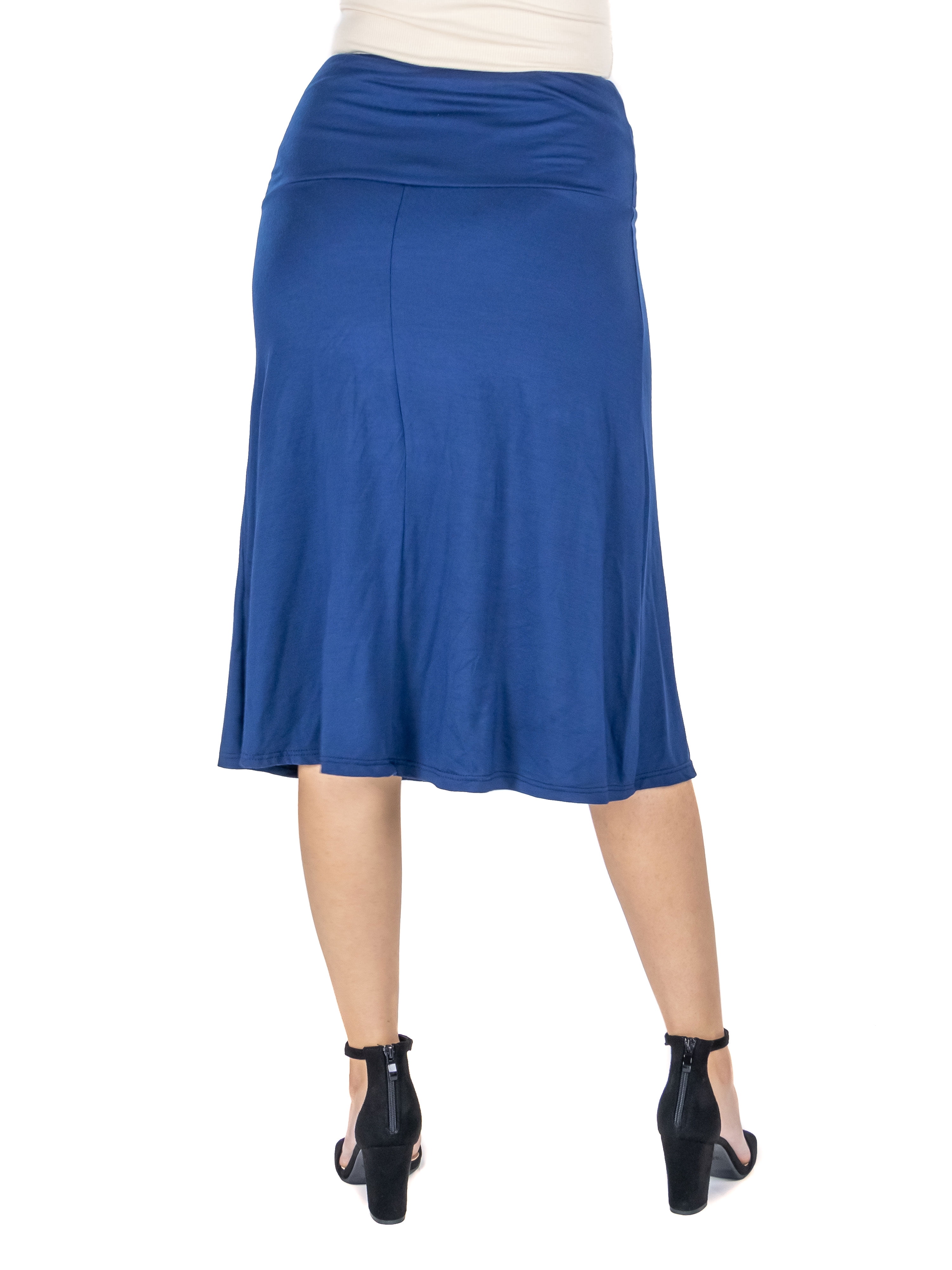 24/7 Comfort Apparel Womens A Line Elastic Waist Knee Length Skirt