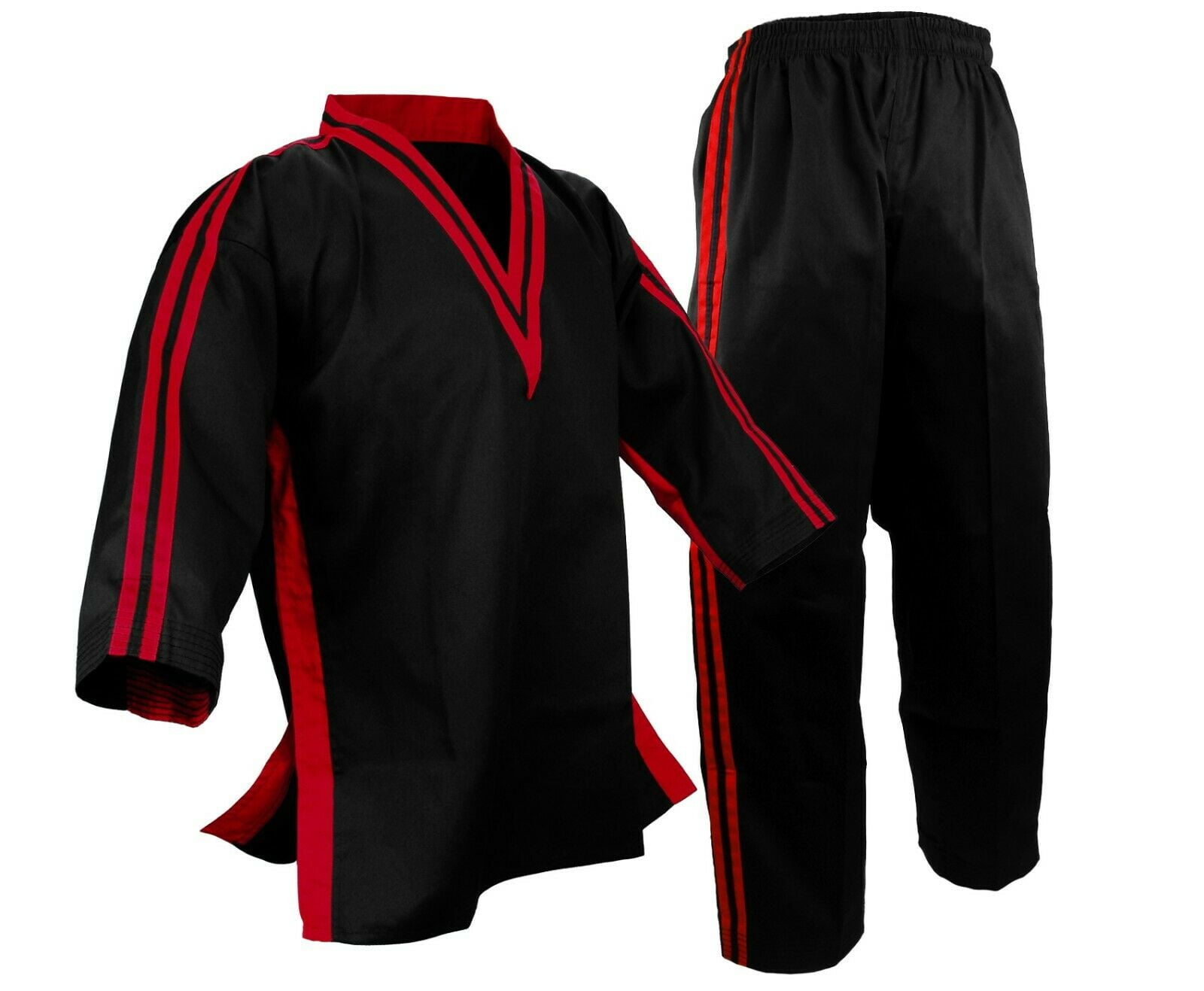 Elite Freestyle Uniform Red Demo Team Martial Arts Club Gi Pull Over V Neck Suit 