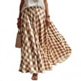 thumbnail image 5 of GUACER Gingham Maxi Skirt for Women Boho Plaid Tiered High Waisted A-Line Long Skirts Flowy Summer Beach Swing Skirts, 5 of 7