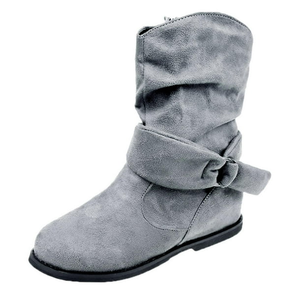 NECHOLOGY Botas Mujer Adulto Femenino Zapatos Botines mujer Zapatos de Retro con cremallera, tacones altos transpirables, botas para mujer, botas gruesas para mujer (Grey, 7)