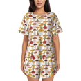 thumbnail image 1 of Fotbe Mushroom Conjunto de Pijama Estampado para Mujer, 2 Piezas, Ropa de Dormir con Camiseta de Manga Corta y Shorts Suaves-Small, 1 of 6