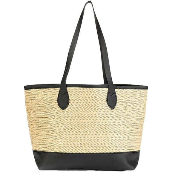 CoCopeaunts Women Straw Tote Bag Summer Large Handwoven Beach Bag Stylish Straw Handbag Shoulder Bag for Travel Vacation