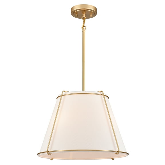 Claxy 3-Light Gold Pendant Light with Drum Fabric Shade
