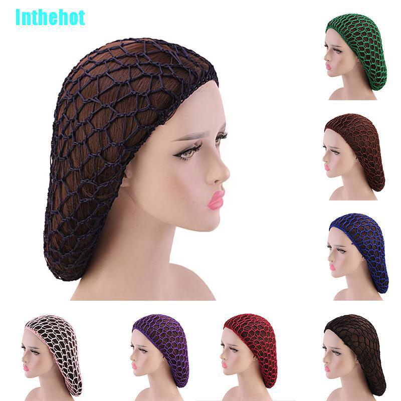 Womens Mesh Hair Net Crochet Cap Snood Sleeping Night Cap Cover Turban Headband#