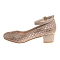 thumbnail image 2 of Badgley Mischka Girls Block Heel Dress Shoes, Rose Gold, Size: 2, 2 of 8