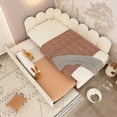 thumbnail image 6 of MODERNLUXE Twin Size Velvet Upholstered Daybed with Trundle,L-Shaped Corner Bed Single Sofa Bed with Pull Out Bed and Metal Slat Support,Beige, 6 of 10
