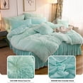 thumbnail image 4 of LIFEREVO 2 Pieces Luxury Plush Shaggy Faux Fur Duvet Cover Set(1 Fluffy Fuzzy Comforter Cover + 1 Pompoms Fringe Quilted Pillow Shams), Zipper Closure, Twin Size, Aqua, 4 of 7