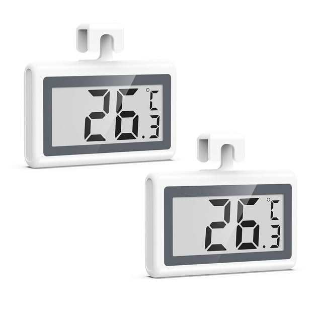 AMIR Digital Refrigerator Thermometer with LCD Display, High Accuracy ±1°C, Waterproof Fridge/Freezer Temperature Monitor for Kitchen & Restaurants, °C/°F Switch, 3 Mounting Options (2 Pack)