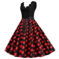 thumbnail image 4 of qolati 1950s Dresses for Women Vintage Sleeveless V Neck Polka Dots Print Rockabilly Prom Dress Elegant High Waisted Bow Tie A-Line Swing Midi Dress, 4 of 6