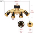thumbnail image 3 of 3/4 Inch Brass 4 Way Hose Pipe Splitter Nozzle Switcher Tap Connectors for Garden Irrigation, 3 of 7