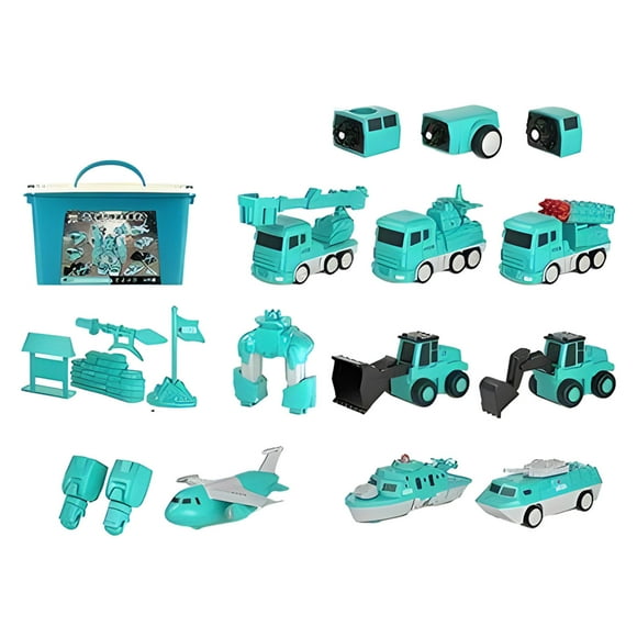 Toys for Boys Magnetic Transform Engineering Car Assembled Toys Transforming Robot Toys Set for Boys 6 In 1 Magnetic Construction Trucks Transform Robot Play Vehicles Trucks for Boys