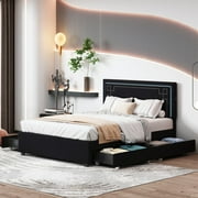 Omo Queen Size Upholstered Platform Bed - Black
