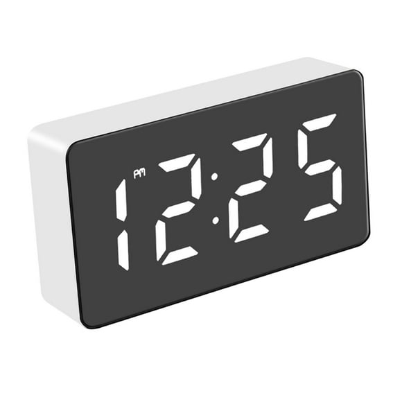 Reloj despertador multifuncional USB con pantalla grande y espejo, reloj electrónico para Blanco