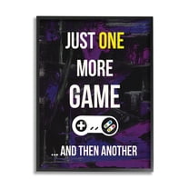 Stupell Industries One More Game Video Gamer Controller Text Sign Graphic Art Black Framed Art Print Wall Art, Design by Annie Warren