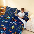 thumbnail image 4 of Erosebridal Construction Site King Sheets, Excavator Bedding, Navy Night 4 Pieces (1 Flat Sheet, 1 Fitted Sheet and 2 Pillowcases), 4 of 6
