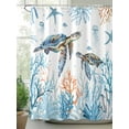 thumbnail image 2 of Blue Coastal Ocean Shower Curtain, Sea Turtle Starfish Coral Bathroom Decor Curtains Set with Hooks, White Waterproof Fabric Home Accessories， Stall 36 X 72 Inch, 2 of 6