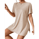 thumbnail image 1 of Conjunto de Dos Piezas de Corta para Mujer: Camiseta Holgada y Shorts Estilo Biker, Color Albaricoque M, 1 of 7