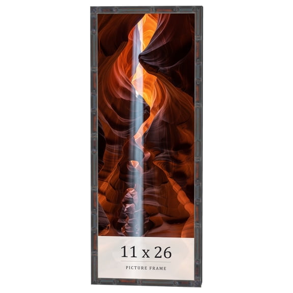 11x26 Frame Brown Bamboo with Dark Coffee/Walnut Finish | Solid Wood Picture Frame Width 0.75