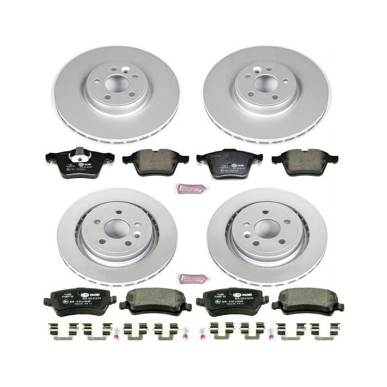 Power Stop Front and Rear Euro-Stop ECE-R90 Certified Brake Pad and Rotor Kit ESK5617 Fits 2013 Volvo S60