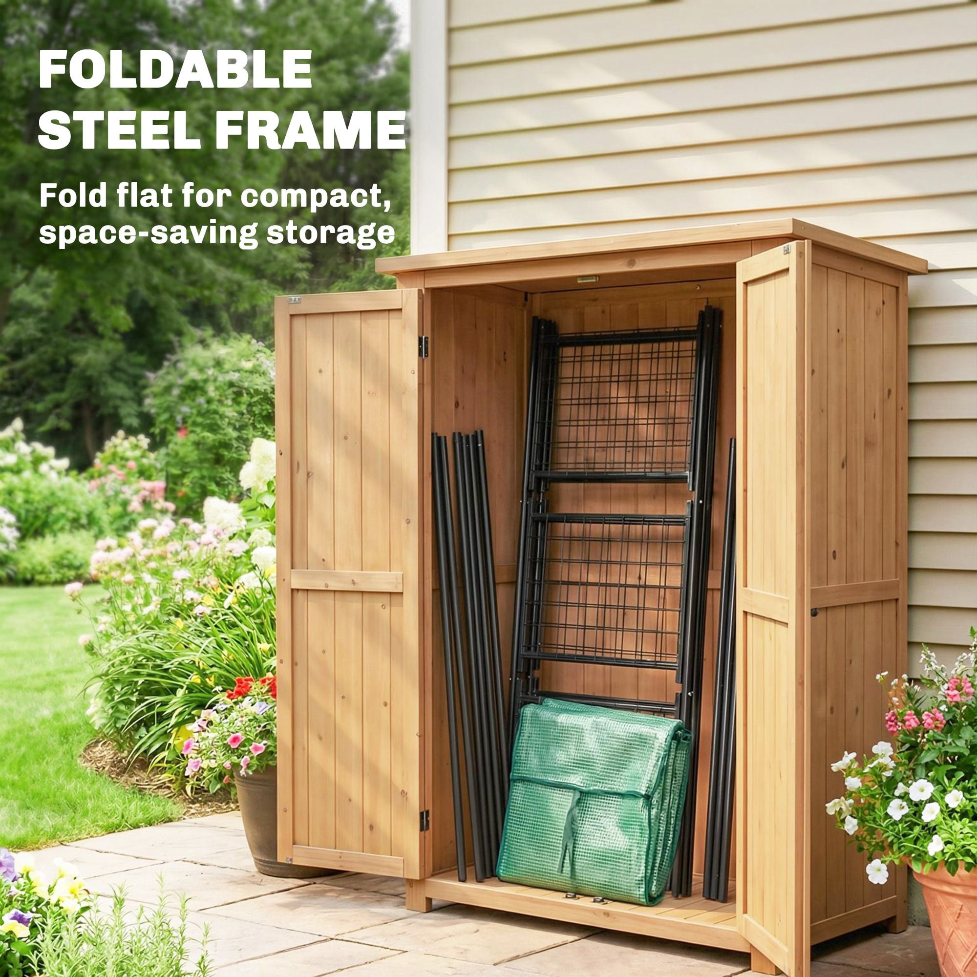 Outsunny Portable Walk-In Greenhouse with 6 Shelves, UV-Resistant PE Cover & Steel Frame, 56.3"W x 74"H Outdoor Garden Greenhouse for Seedlings and Flowers, Green