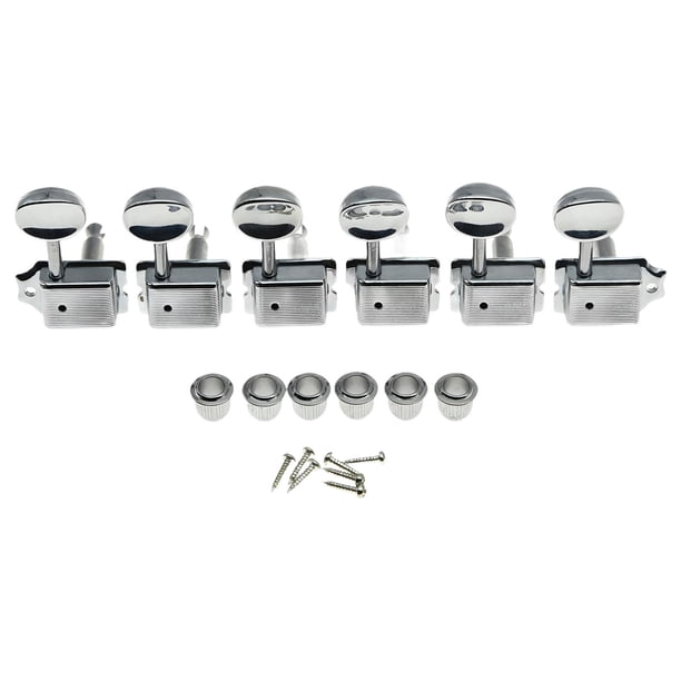 6 clavijas de afinación de guitarra vintage de eje dividido, semicerradas, repuestos profesionales, montaje sencillo, 15:1, 6R Plateado