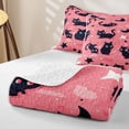 thumbnail image 4 of jejeloiu Black Cat Pink Twin Quilt Set Kids,Night Sky Pet Kitten Pattern Twin Coverlet Set For Girls,2pcs, 4 of 7