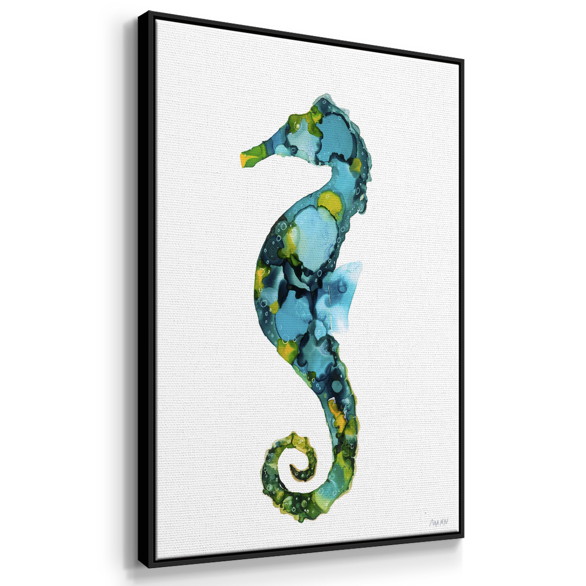 Seahorse Framed Premium Gallery Wrapped Canvas - Ready to Hang - 17 x 25 - Black Floating Frame