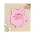 thumbnail image 2 of Bagilaanoe Newborn Baby Girl Valentine's Day Rompers Letter Print Long Sleeve Bodysuits 3M 6M 12M 18M 24M Infant Casual One Piece Short Jumpsuit, 2 of 9