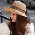 thumbnail image 3 of Sombrero de paja de playa para mujer, sombrero de viaje con ala plegable, sombrero UV de verano WD.WDQZL Hogar, 3 of 3