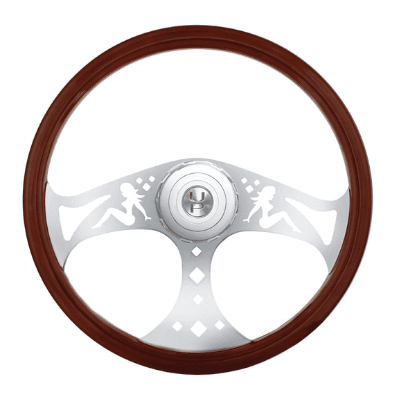 18" Chrome Lady Steering Wheel Fits Peterbilt (1998-05) & Fits Kenworth (2001-2002)
