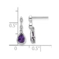thumbnail image 2 of Rhodium Plated White Ice .01 Ct. Diamond and Amethyst Post Earrings 16x6mm Wide Stud Earring for Women, 2 of 2