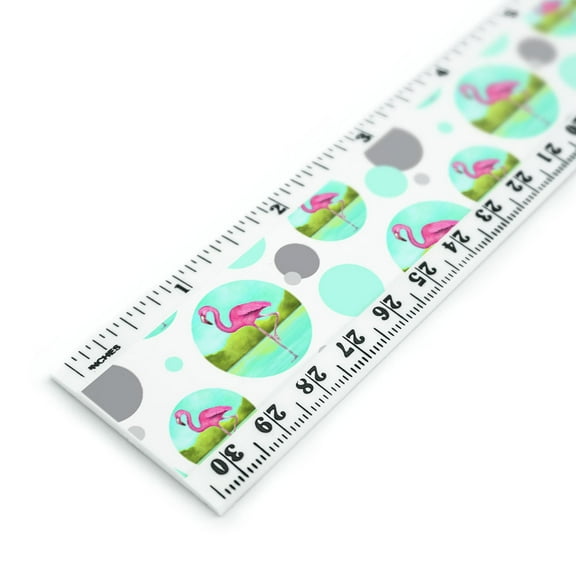 Flamingo 12 Inch Standard and Metric Plastic Ruler