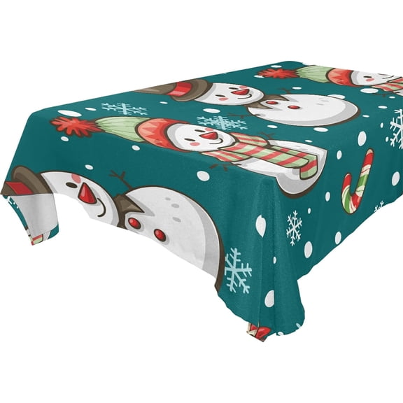 SKYSONIC Christmas Snowman Tablecloth Waterproof Washable Polyester Square Table Cover Durable Tablecloth for Kitchen Dining Table Party Decor (54 X 54 Inch)