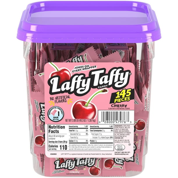 LAFFY TAFFY Cherry Candy 145 Mini Bars 3.08 lb. Tub