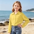 thumbnail image 7 of Ltctricy Unisex Kids Button Down Shirts Collared Dressy Blouses Toddler Long Sleeve Tops for Boys and Girls(Yellow,13 Years), 7 of 7