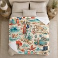 thumbnail image 4 of Coastal Cowgirl Surf Flannel Blanket with Western Boots and Surfboards, Ocean Waves, Horse and Shells Throw for Beach House and Guest Room, Home Decor Gift for Ocean Rodeo Fans, 4 of 7