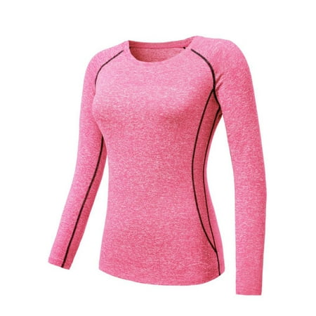 Sweetsmile Women Compression Long Sleeve Athletic Casual T-shirt Tight Fitness Yoga Tops