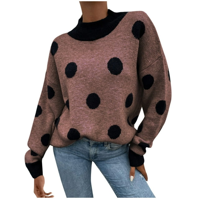 aDJFDGT Chandails d'Automne pour Femmes Mode Femmes Col à Nœud Uni Boutons Manche Tricoté Chandail Décontracté Haut Chaud