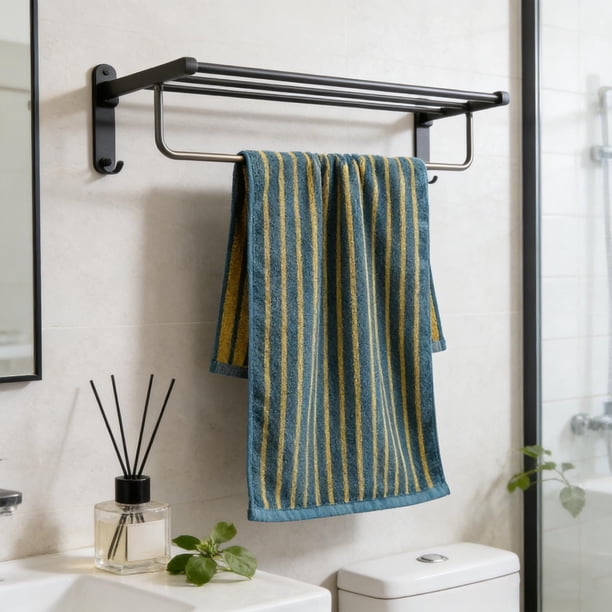 Toalla de baño rayada gruesa para adultos, con alta absorción de agua, tela suave, diseño de bloques de color vibrante, adecuada para hogar, gimnasio y viajes, 100g.